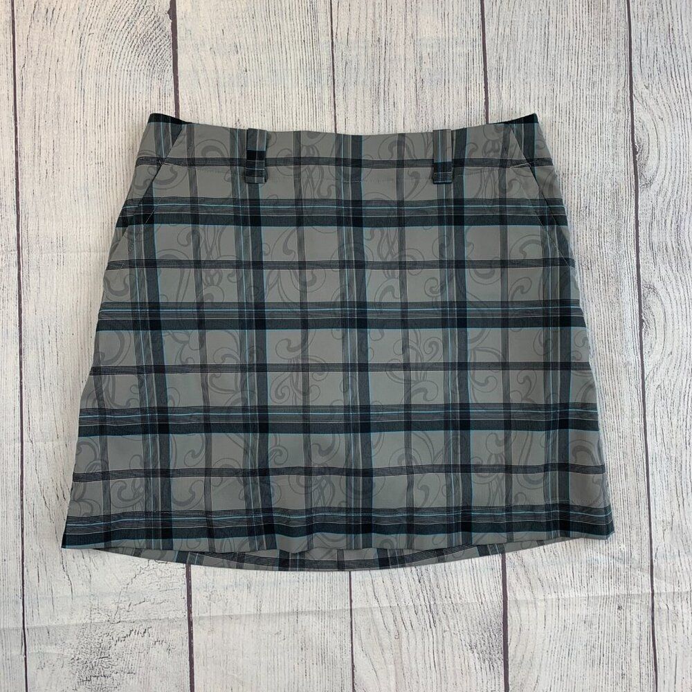 Nike Golf Skort sz 8 Shorts Under Skirt Gray Patterned Length 17"